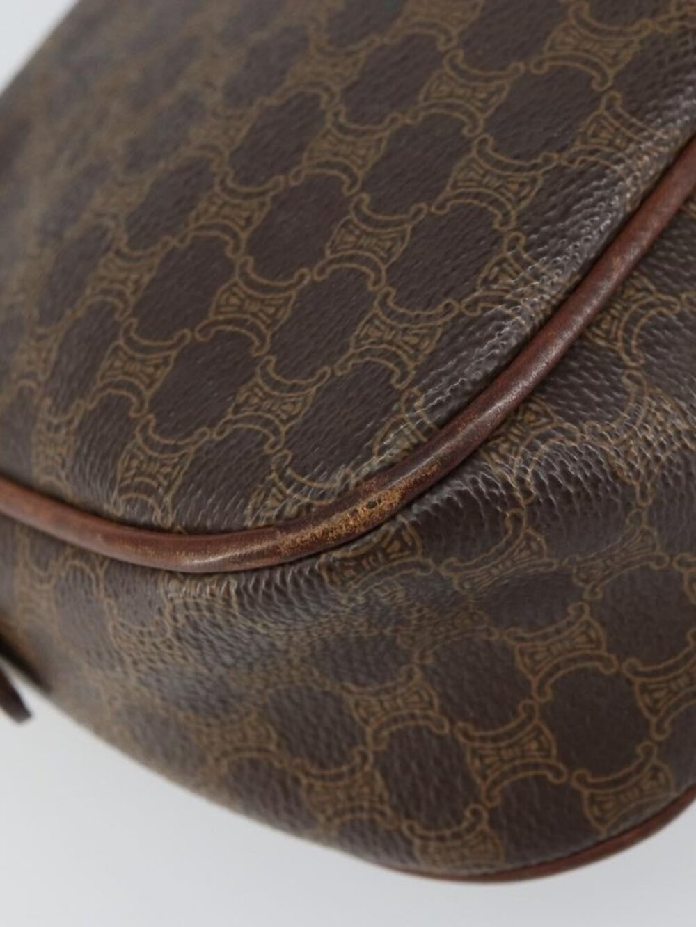 Authentic CELINE Macadam Canvas Shoulder Bag PVC Leather Brown Gold - Picture 8 of 16